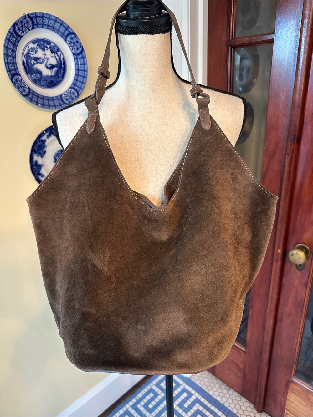 Made in Italy Genuine Suede Hobo Tote Bag - Picture 2 of 15